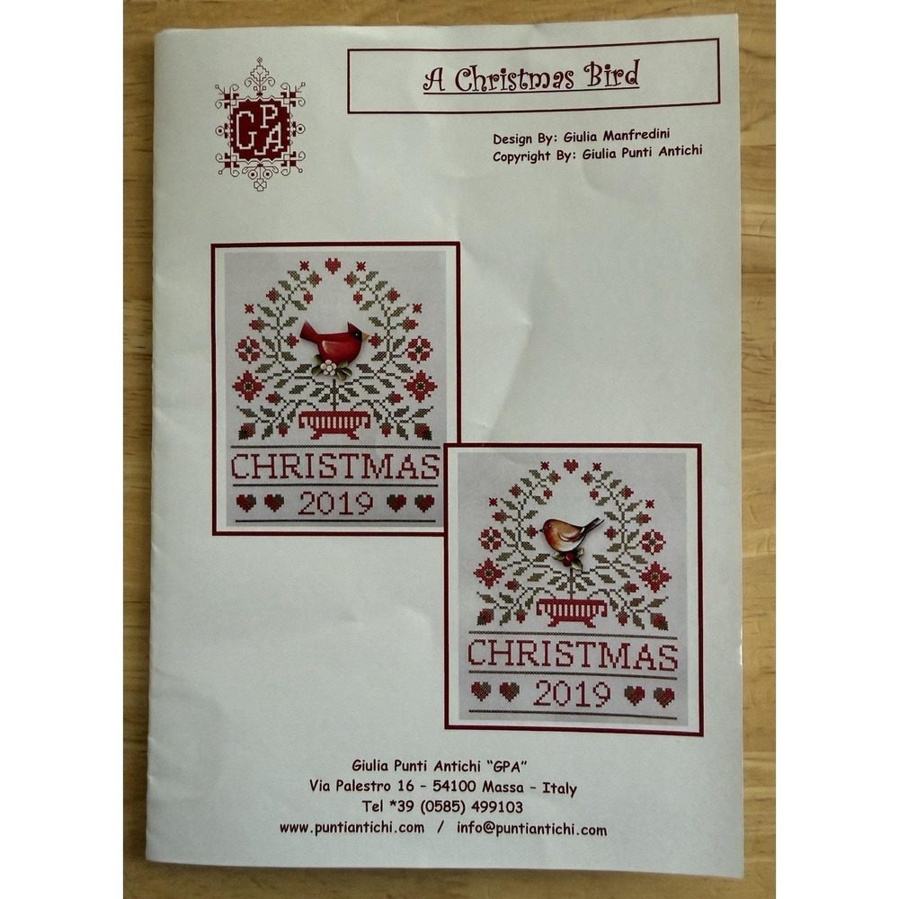 A Christmas Bird Cross Stitch Pattern ONLY By Giulia Punti Antichi GPA NO BUTTON